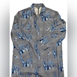 ALFANI Blue & Grey Plaid Overcoat